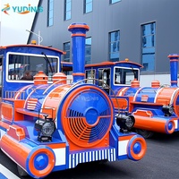 Train touristique sans rails pour 40 passagers, disponible en version diesel ou électrique, idéal pour les stations balnéaires, les zoos et les parcs commerciaux.