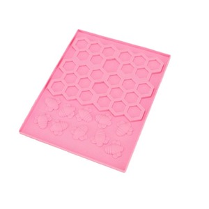 Silicone Chocolate Mold Pink Hexagon Bee Shape Baking Pastry Tool Oven Safe Dishwasher Safe - Product Image 1