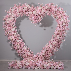Arco di fiori artificiali con arco di nozze 8x8 arco di fiori rosa a forma di <span class=keywords><strong>cuore</strong></span> supporto arco circolare sfondo proposta di matrimonio - Product Image 4