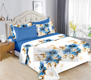 طقم أغطية سرير قطنية من 6 قطع لسرير كينج، طقم أغطية سرير مطبوع بنقوش زهرية لفصل الصيف - Product Image 2