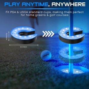 KINGTOP Lumière LED pour <span class=keywords><strong>trou</strong></span> <span class=keywords><strong>de</strong></span> <span class=keywords><strong>golf</strong></span> avec lentille anti-éblouissement, fonctionne sur piles, lumineuse dans l'obscurité, pour l'entraînement au putting en extérieur et la pratique nocturne - Product Image 3