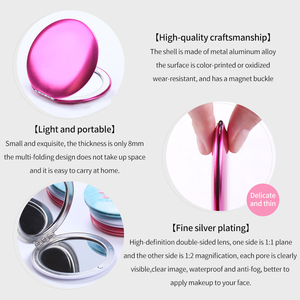 Hmu Bán Buôn Biểu Tượng Tùy Chỉnh Vòng Nhỏ Kim Loại Mỹ Phẩm Gương Nhãn Hiệu Riêng Túi Du Lịch Gấp Đôi Hai Mặt Trang Điểm Gương - Product Image 6