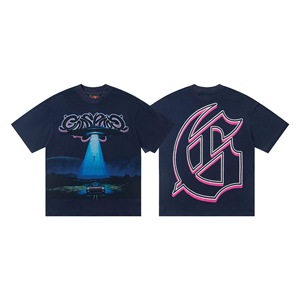 T-shirt Grafica Retrò Lavata da Uomo in Cotone 100% Dobby Oversize Streetwear Traspirante con Stampa Scheletro Auto Cavallo Surf a Maniche Corte - Product Image 3