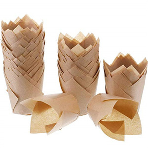 Tulip Paper Cupcake Liners 100 Pcs Natural Brown 100 Pcs Coffee Brown Heat Resistant Baking Muffin Cups Cake Tools - Product Image 2