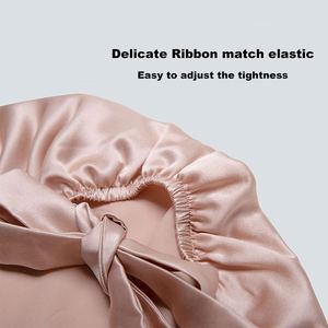 Bonnet de nuit en satin pur 6A coloré, ajustable, pour cheveux longs – Vente en gros - Product Image 2