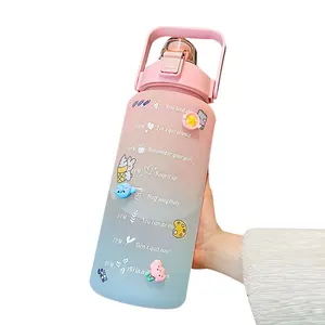 Garrafa de água motivacional, agente de envio para a índia com adesivo, gradiente, vazamento, grande e 2000ml, livre de bpa, jarro de água esportivo - Product Image 1