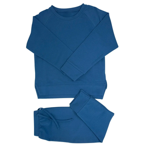 Atacado Crianças Vestuário Francês Terry Pullover Inverno Manga Longa Cor Sólida Crianças Vestuário Set Jogger Set - Product Image 1