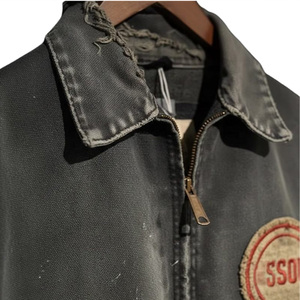 Vestes de travail d'hiver personnalisées pour hommes, style camionneur, en sergé de coton vieilli, toile de canard, streetwear, avec patchs en jean - Product Image 2