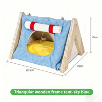 Klassisches Niedliches Warmes Holz-Dreieck Winter-Haustier-Zelt mit Abnehmbarem Waschbarem Kristallfleece für Vögel & Kleintiere