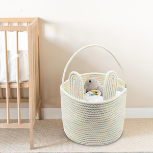 Cestino Portaoggetti <span class=keywords><strong>Piccolo</strong></span> Ecologico Pieghevole Rotondo in Corda di Cotone Intrecciata Personalizzabile per Bucato e Arredamento - Product Image 6