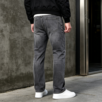 Jeans décontractés pour homme, coupe basse, extensibles, gris, en coton denim, cinq poches, style confortable pour tous les jours