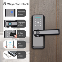 Cerradura Inteligente para Puerta con Huella Dactilar, Entrada sin Llave, Cerrojo Electrónico con Contraseña, WiFi, App Tuya, Aleación de Zinc, Aluminio/Latón, Llave para Puerta de Casa