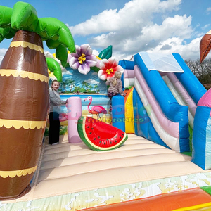 Castillo inflable comercial con tobogán, diseño de flamenco, para niños. - Product Image 6