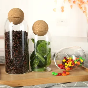 High Boro silicate Glass Klarglas Lebensmittel lager behälter Gläser mit luftdichter Holzdeckel kugel für Haus, Küche und Speisekammer