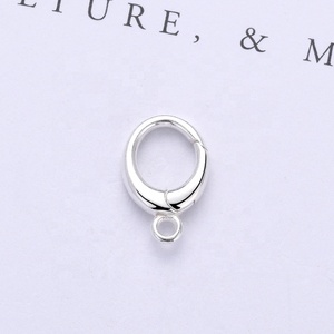 925 Sterling <span class=keywords><strong>Silver</strong></span> tam giác vuông hình bầu dục khóa với vòng lặp dưới vòng bảo lãnh mùa xuân Mặt dây chuyền vòng cổ Clasp cho đồ trang sức làm - Product Image 4