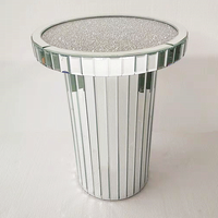 Table basse/d'appoint moderne pour salon, bord arrondi, effet diamant écrasé, brillante et miroir, vente en gros