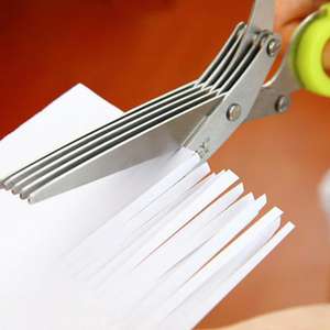 Ciseaux de cuisine H976 en gros, hachoir, ustensiles de cuisson, couteaux, coupe-légumes, ciseaux à herbes pratiques en acier inoxydable à 5 couches - Product Image 2