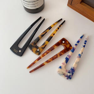 Épingle à <span class=keywords><strong>cheveux</strong></span> rétro haut de gamme personnalisée en forme de U en acétate avec <span class=keywords><strong>strass</strong></span> élégants pour femmes, bâtonnets à <span class=keywords><strong>cheveux</strong></span> de mode pour mariage - Product Image 6