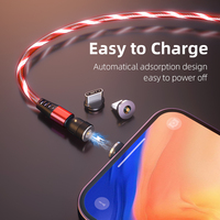 Handy Shining Charging 540 Grad LED drehen Leuchtendes Fließ licht Micro USB Typ C 3,3 Fuß 1M Magnet kabel Ladekabel