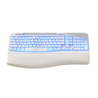 Nouveau clavier de bureau USB ergonomique sans fil 2,4 GHz à 107 touches, rétroéclairé LED, noir, à membrane, avec pavé numérique intégré et réglable