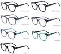 FP2097 Qsky Lunettes carrées classiques rétro en acétate pour femmes, monture épaisse en acétate, verres bloquant la lumière bleue, verres optiques en acétate
