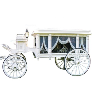 Charrette funéraire blanche auto-conçue / Chariot de cercueil moderne / Carrosse funéraire tiré par des chevaux - Product Image 1