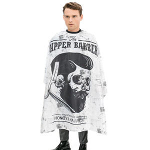Delantal de poliéster con estampado de calavera para peluquería, capa de diseño para estilistas, suministros de salón, vestido de barbero - Product Image 6