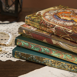 Cuaderno de Tapa Dura con Ilustraciones Vintage Europeas Personalizadas al por Mayor, con Estampado en Relieve y Lámina Dorada, Estilo Artístico Mucha, Diario Estético - Product Image 4