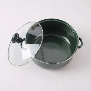 Olla de Sopa Ecológica sin Recubrimiento con Tapa de Esmalte Punteado, Olla de Cocina Engrosada Compatible con Estufas de Gas, Estilo Europeo Americano - Product Image 2