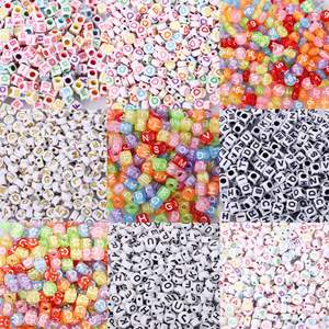 خرز أبجدي أكريليك للأطفال للتعليم المبكر، خرز حروف مربع ومستدير ومسطح لصناعة المجوهرات والحرف اليدوية بالجملة - Product Image 2