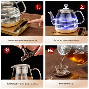 Полностью автоматический стеклянный электрический чайник, чайный пивовар со встроенным чайным столиком, индукционный чайный котел - Product Image 3