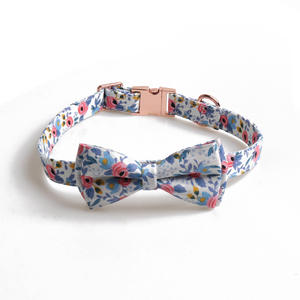 Collier pour chien à nœud papillon floral, nouveau design 2024, motif réglable, petit collier en polyester pour animaux de compagnie, laisse, nœud papillon personnalisé à imprimé animal - Product Image 3