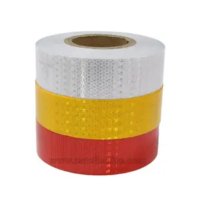 Pegatina reflectante de advertencia de seguridad de PVC prismático de 5CM * 50M de alta calidad, cinta reflectante roja y blanca