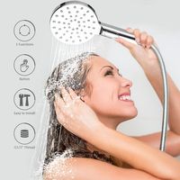 Douche murale moderne à tête circulaire avec bouton de commande, en métal chromé, pour salle de bain