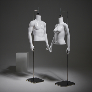 Mannequin demi-corps réglable en plastique AFELLOW, mâle/femelle, à suspendre, avec base métallique pour présentation de vêtements - Product Image 2
