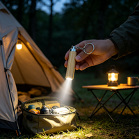 Porte-clés lampe torche en bambou personnalisé avec logo, mini lampe LED pour le camping