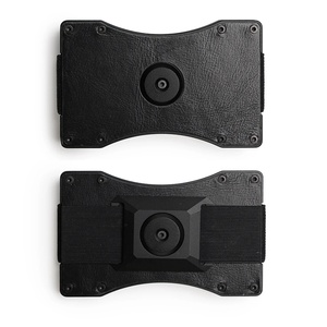 Boshiho Customized Slim Aluminum Genuine Leather Spinning Top <b>RFID</b> <b>Blocking</b> Fashion Men's Business Card <b>Wallet</b> Factory-Direct - Product Image 1