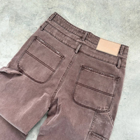 Pantalon en jean large personnalisé pour homme, double taille, style workwear, avec double genouillère, en denim robuste vintage, type charpentier