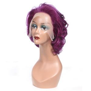 Xuchang <span class=keywords><strong>Cabello</strong></span> humano Onda corta 13X4 Hai humano Fábrica al por mayor OEM ODM Cutícula alineada <span class=keywords><strong>Cabello</strong></span> humano crudo <span class=keywords><strong>Violeta</strong></span> Peluca con malla frontal - Product Image 2