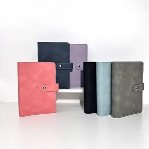 Leather notebooks a6 pu leather loose-leaf 6 ring binder soft cover with budget sheets diary refillable money organizer