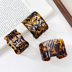 Pulseras de Moda, Resina de Acetato, Acrílico, Patrón Tallado, Estilo Vintage, Brazaletes, Certificado por Terceros, Aniversario - Product Image 6