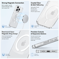 Coque de téléphone antichoc magnétique transparente anti-jaunissement de niveau 4.5, anti-traces de doigts, fine, en TPU+PC rigide pour la série