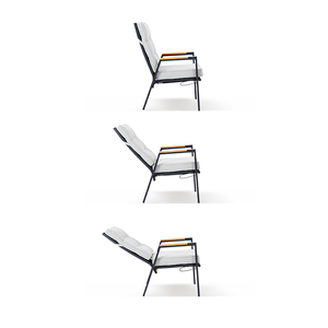 Fauteuil de jardin inclinable HOMFUL avec accoudoirs en teck incrusté, structure en aluminium, dossier en tissu et coussins épais - Product Image 3
