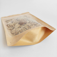 12x20cm Doypack Zip Lock pochettes debout emballage alimentaire sacs à fermeture éclair marron recyclable Transparent Kraft artisanat sacs en papier