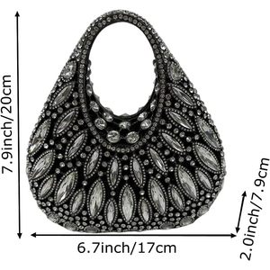 Women Stylish Top Handle Clutch <b>Purse</b> Dazzling Rhinestones Diamond Evening Bag Polished Crystals Handbag - Product Image 6