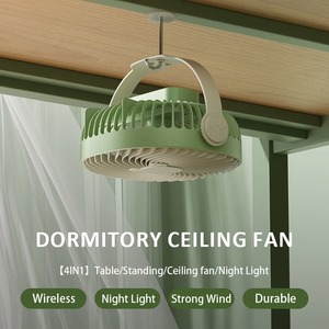 พัดลมตั้งโต๊ะอเนกประสงค์แบบชาร์จไฟได้รุ่นใหม่ปี 2024 พัดลมปรับอากาศแบบพกพา พัดลมแขวนเพดาน พัดลมติดผนัง พร้อมไฟกลางคืน - Product Image 3