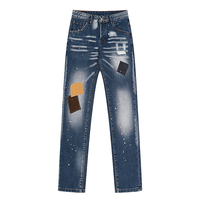 Jeans pour hommes sur mesure, en coton denim, coupe slim, déchirés, vintage, imprimés, patchwork, streetwear décontracté, fabricant de haute qualité