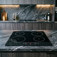 Table de cuisson multi-cuiseurs 4 brûleurs, surface en céramique noire, cuisinière à induction encastrable, certifiée ETL CE