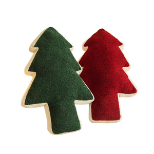 Coussin décoratif de Noël en bouclette verte, doux et rembourré en coton PP, pour la décoration du salon - Product Image 1