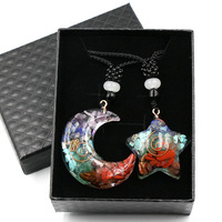 Ensemble de pierres de cristal naturel, pierre de guérison, 7 chakras, pendentif en résine, coffret cadeau